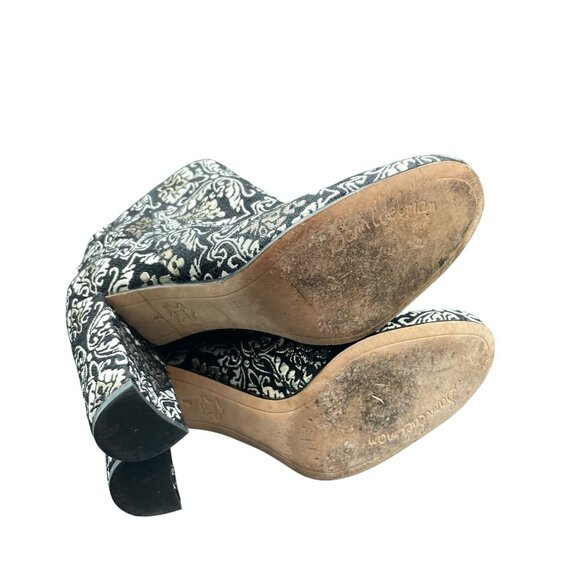 Sam Edelman Campbell Boots Women's 8 Black Gold Damask Jacquard Ankle Zip Boho - Picture 8 of 9